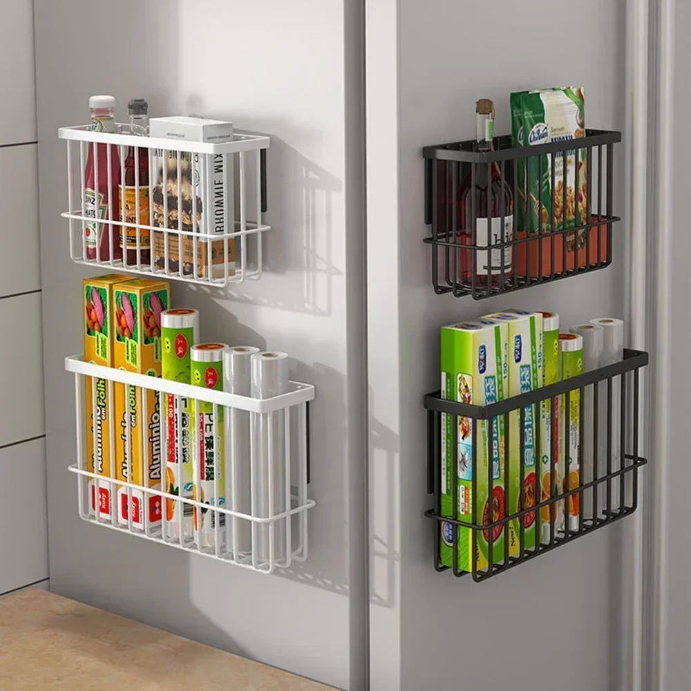 Storage Rack Refrigerator Magnetic Attraction Kitchen Spice Shelf Punch Free Saving Space Durable Microwave Nordic Practical