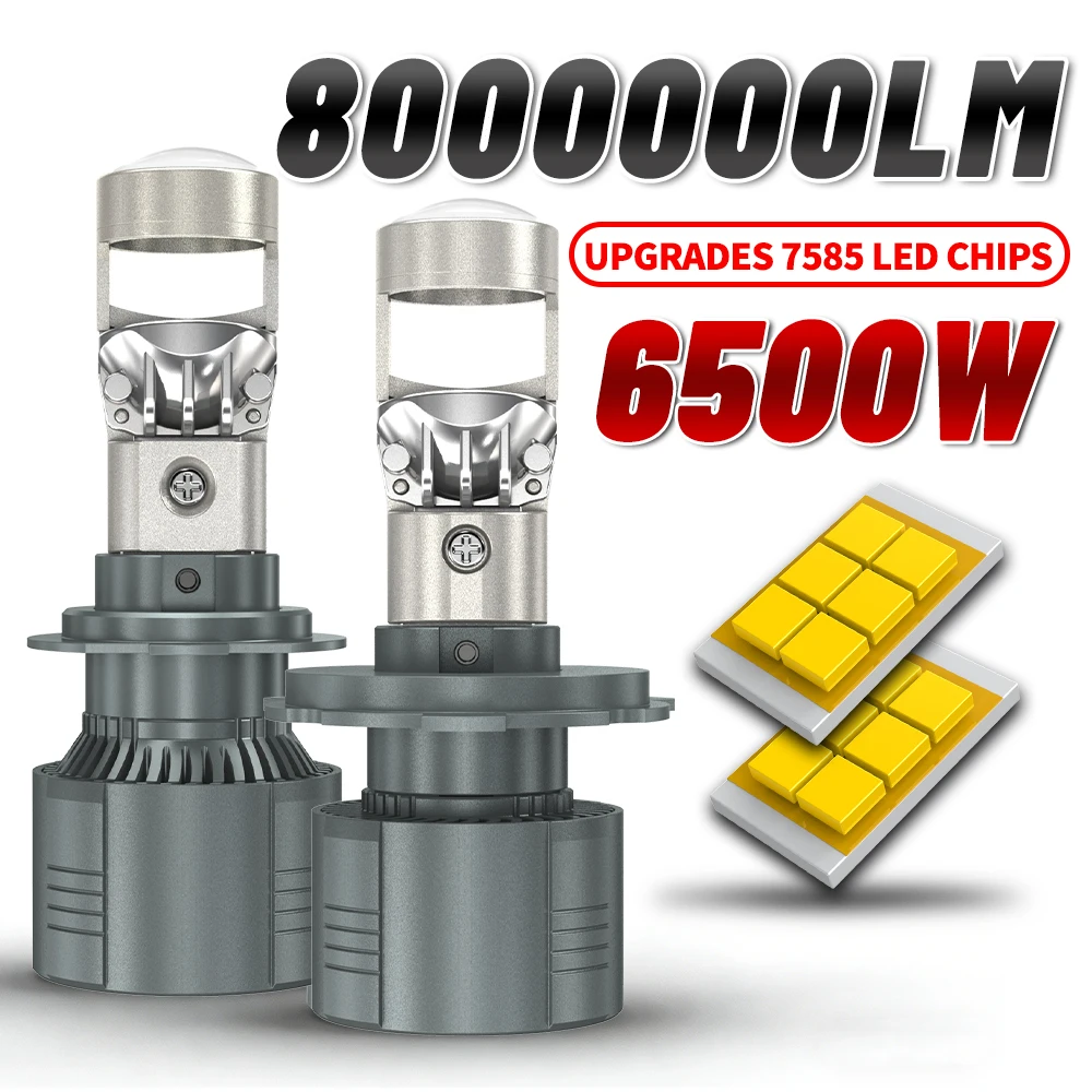 

6500W 8000000LM H7 H4 led Canbus Car Headlight Mini Lens H11 H8 9005 9006 HB3 HB4 LED Projector Bulb 6000K Auto Motorcycle 12V