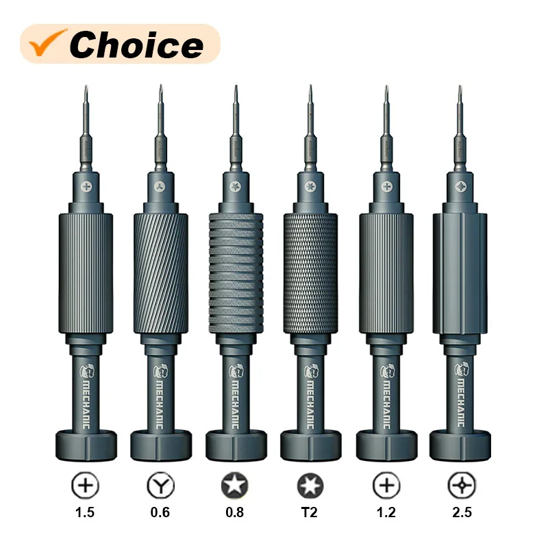 

Mechanic MORTAR Mini Precision Screwdriver Set 6in1 Convex Cross Torx T2 Y0.6 Pentalobe Phillips for Phone Disassembly Tools