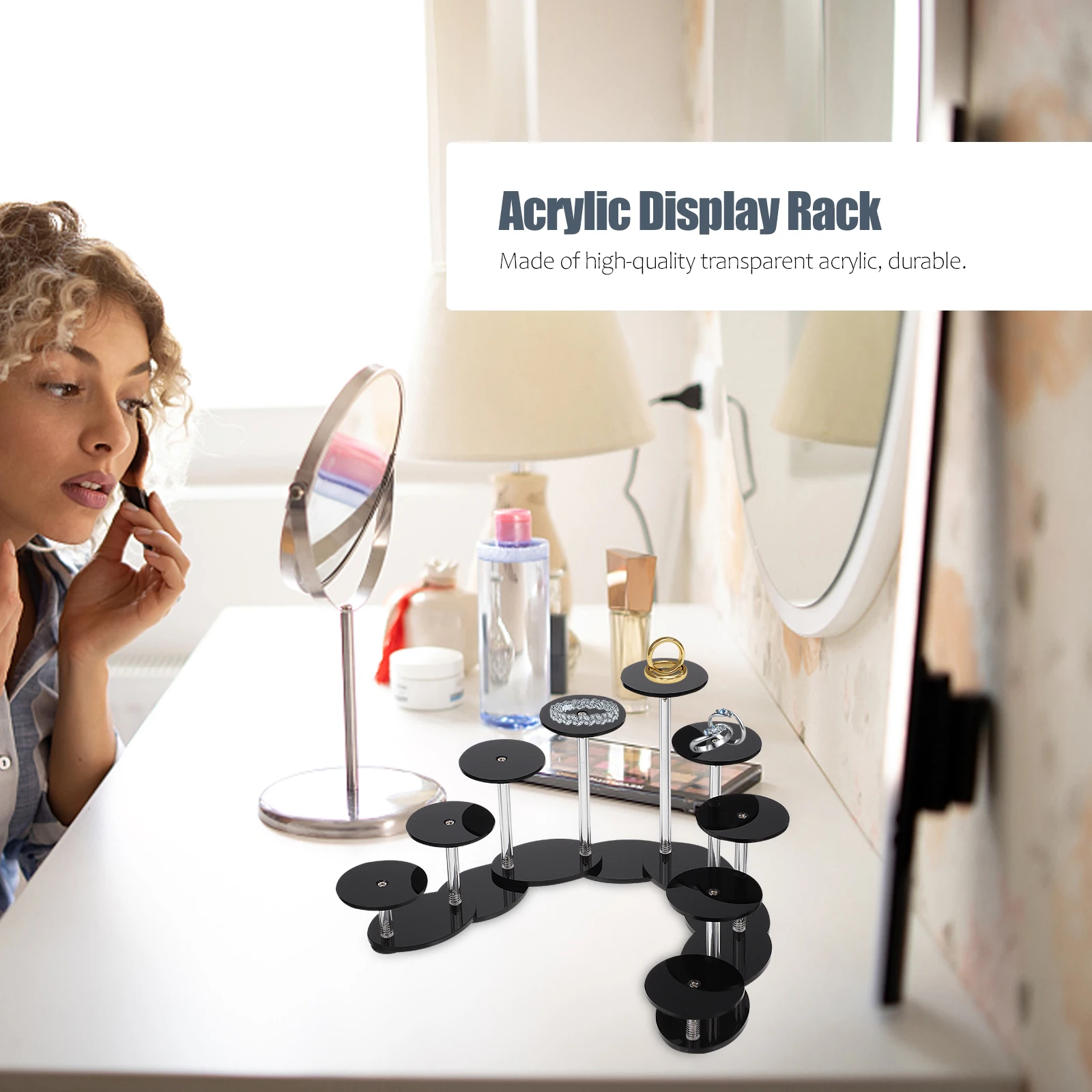 

Acrylic Display Acrylic Display Rack 9 Layers Black Deformable Step Type Jewelry Storage Organizer Exhibits Accessories