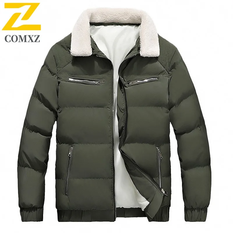 COMXZ الوقوف طوق قسط وسادة مبطنة 2025 الرجال الكورية نمط ضوء سترة رحلة الترفيه الباردة والدليل على الشتاء سترة واقية جديدة