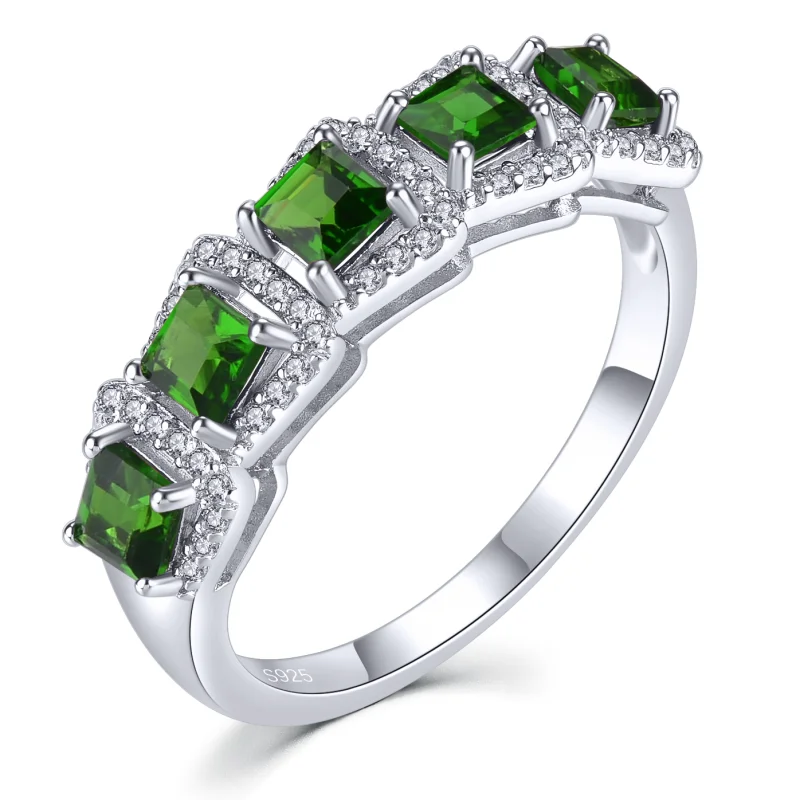 Real Solid Sterling Silver 925 Ring Original Natural Chrome Diopside Ring Original Ring Engagement