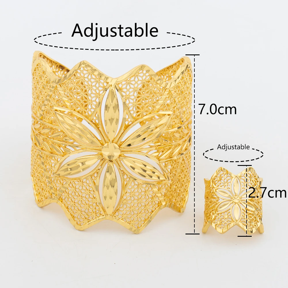 YM Afrikanische Manschette Armreifen mit Ringen Hochzeit Bankett Geschenke Frauen Charme verstellbare Ringe vergoldet Armreif Luxus Schmuck Zubehör 4