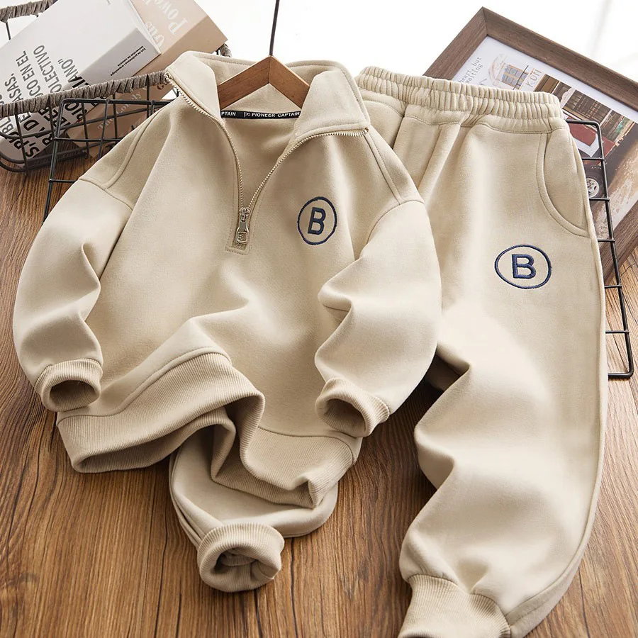Kids Clothing Set Autumn Winter Teen Boys Long Sleeve Clothes Suit Letter Pullover Tops Pants 2Pc Outfits Children Tracksuits
