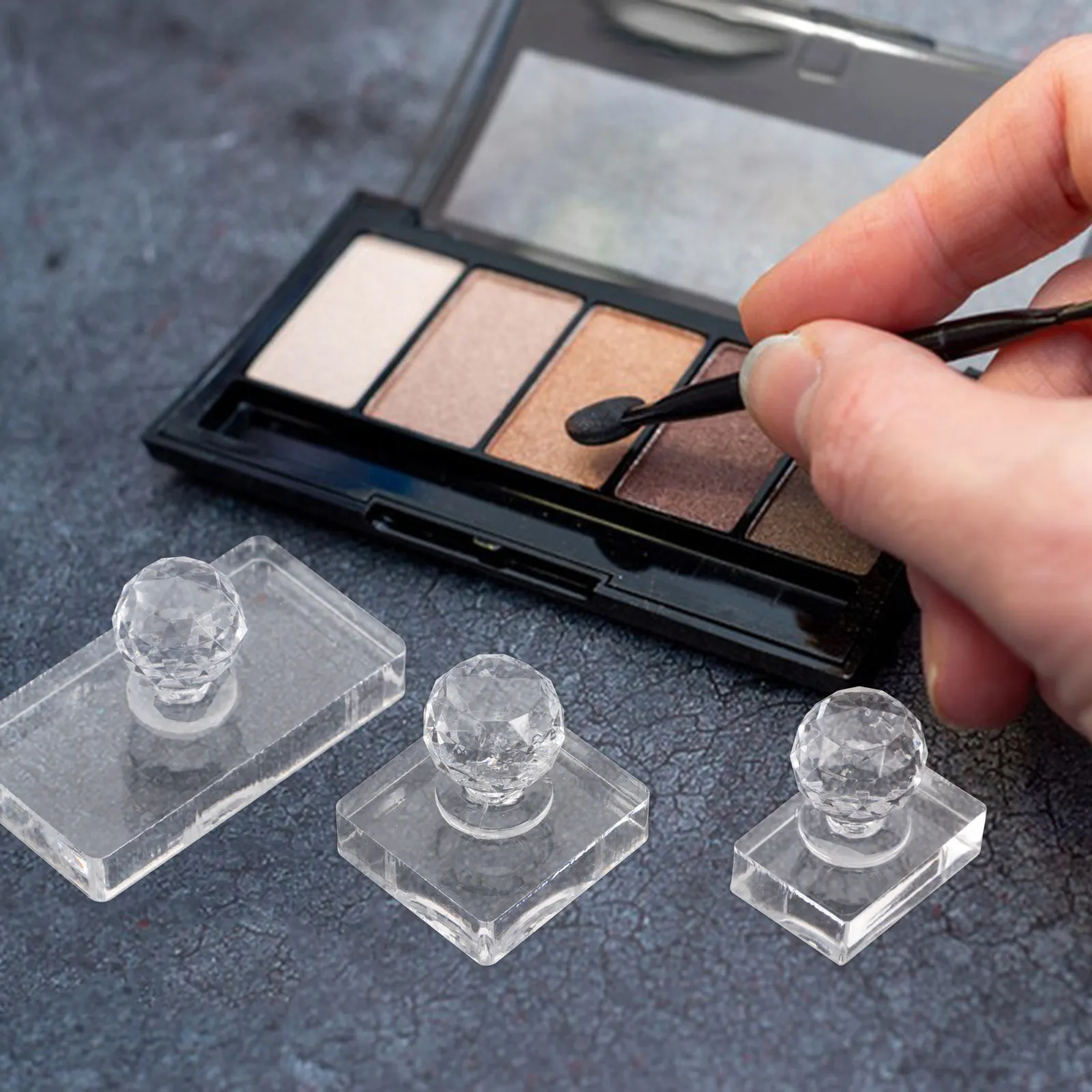 3pcs Eyeshadow Pressing Mold Set for DIY Highlighter, Blush & Pressed Makeup – Reusable Stamper Kit