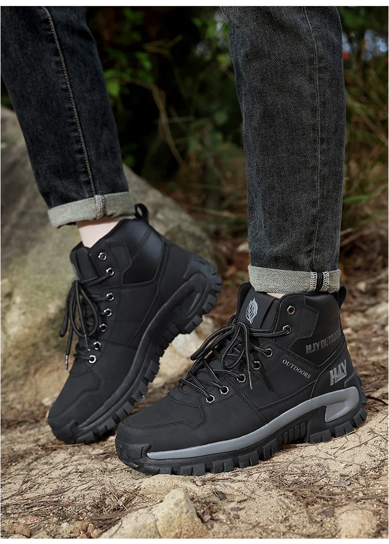 High-Top-Lederstiefel für Herren, atmungsaktive Desert Combat Boots, rutschfeste Outdoor-Wanderstiefel für Herren, Motorradstiefel, Arbeitsstiefeletten – Detail 10