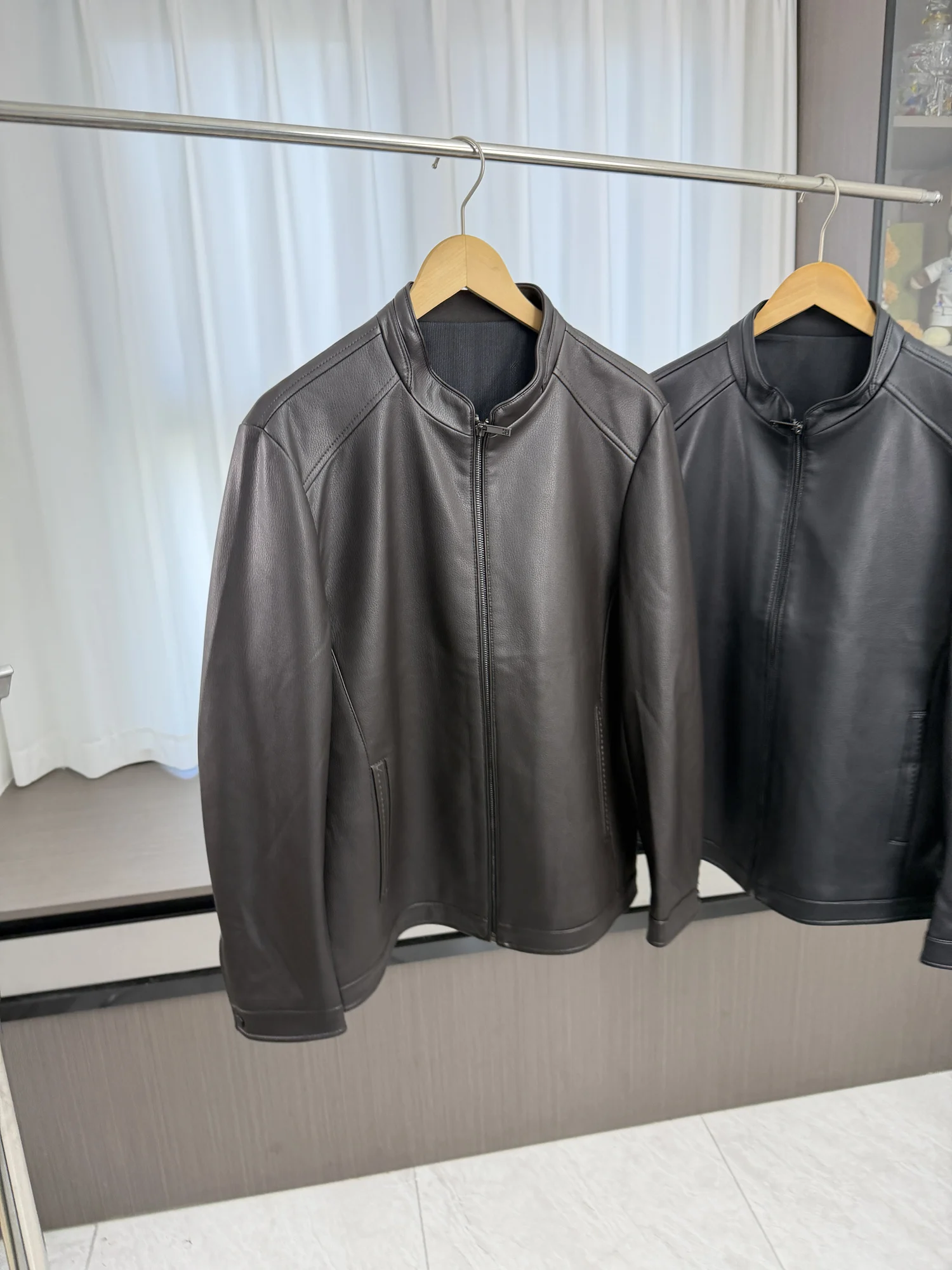 Soft Smooth Leather Jacket Men's Casual Stand Collar Autumn Winter Outerwear Comfortable Breathable Fashion Urban Style