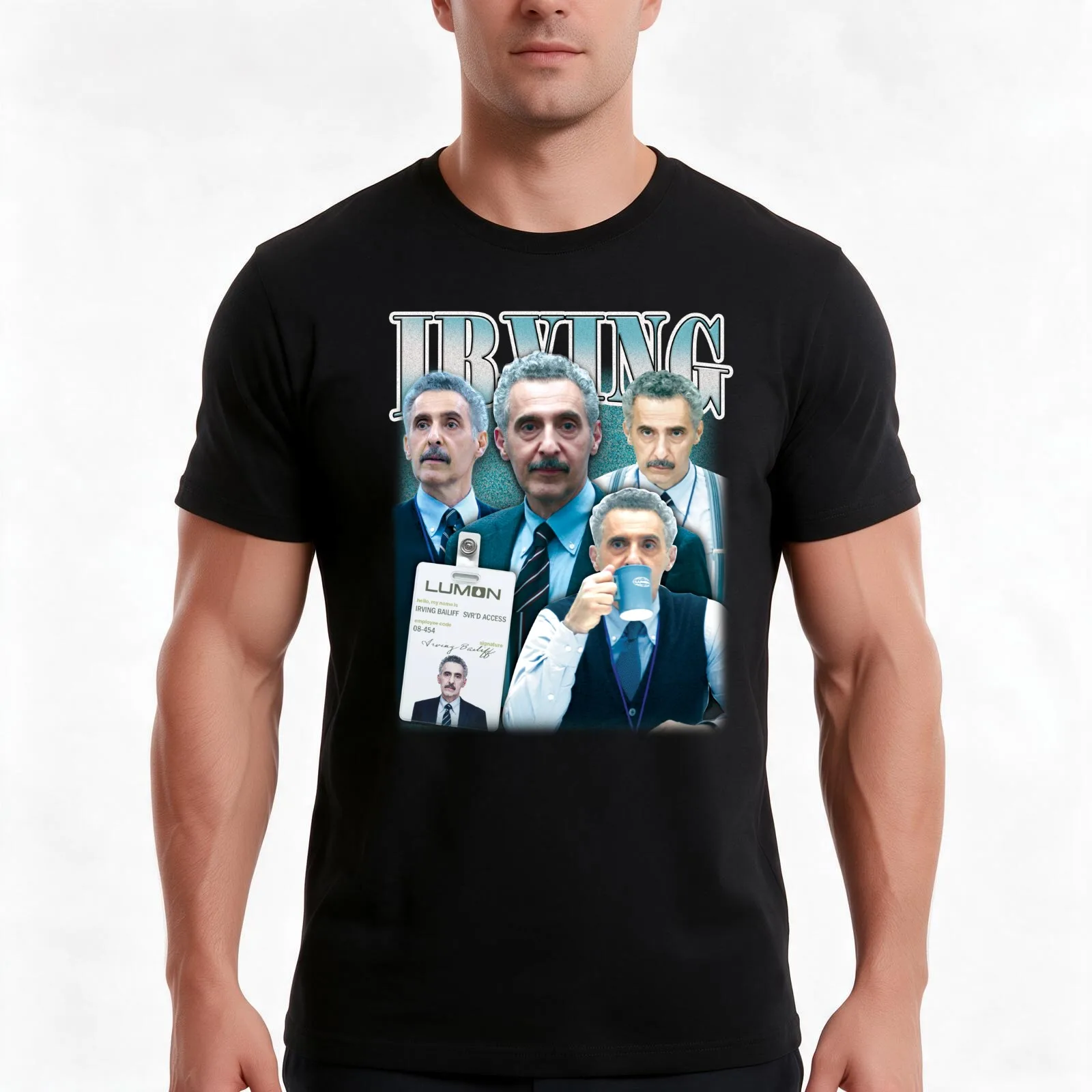 Severance Irving Bailiff T-Shirt, Summer Casual Cotton Tee, Oversized Streetwear Tops, Vintage Graphic Print, Unisex Men Women