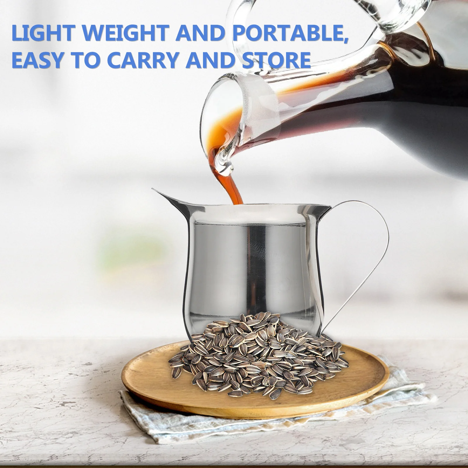 

1Pcs Cafe Milk Cup Stainless Steel Frothing Pitcher Smooth Round Edge Dishwasher Safe Juice Tea Beverage Holder