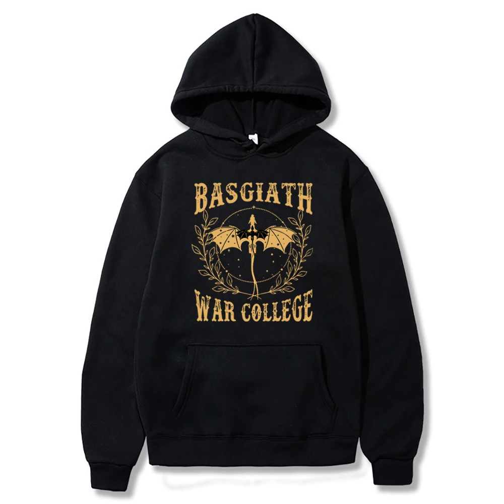 

Vintage Fourth Wing Hoodie Black and Gold Dragon Graphic Basgiath War College Hooded Sweatshirt Rebecca Yoros Book Lover Hoodies