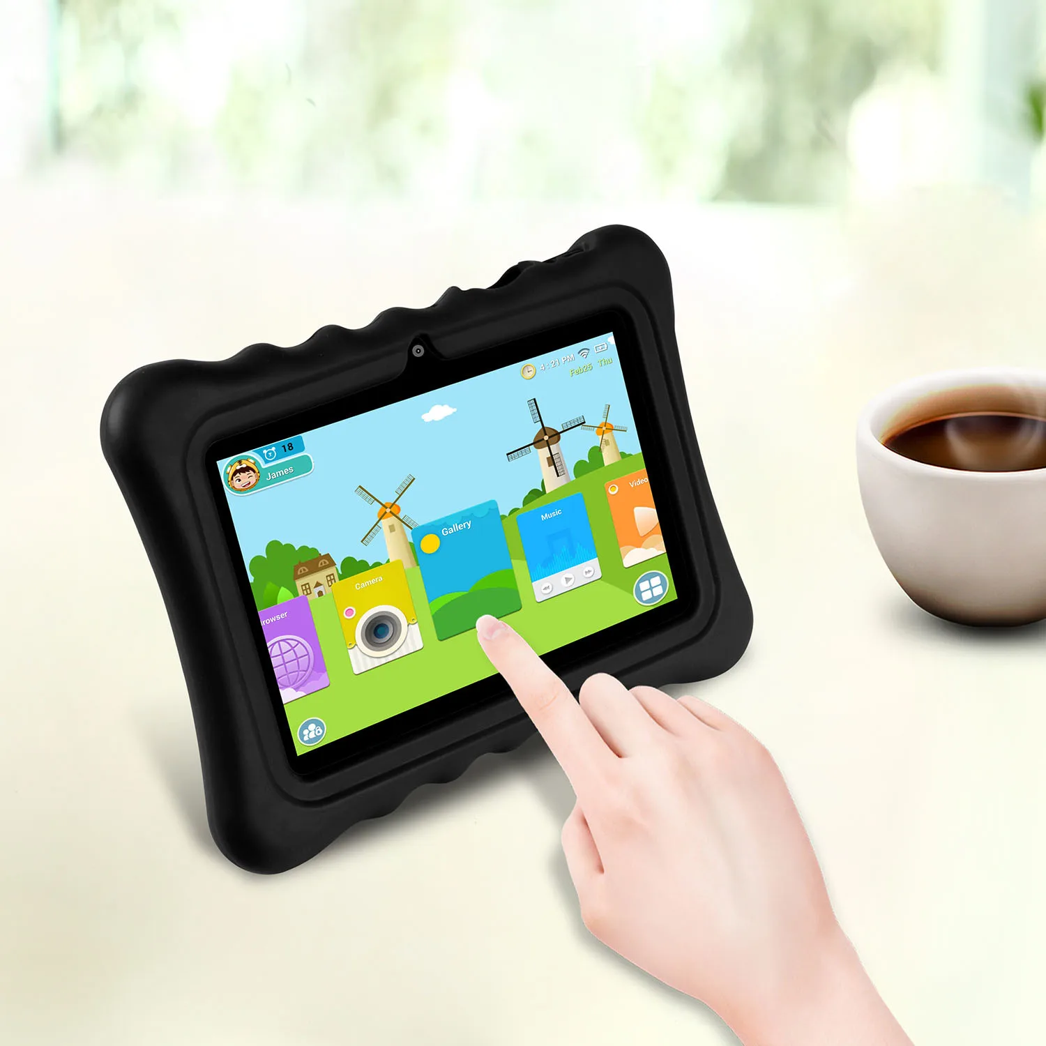 Shock-resistant Silicone Snap-on Case with Stand for 7' Tablets