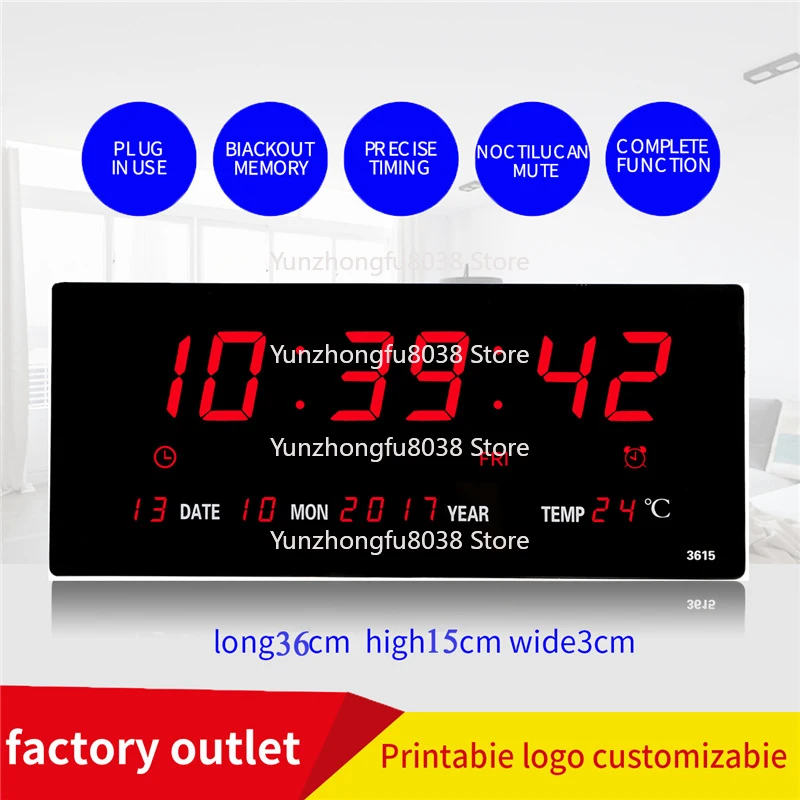 Wall Clock Digital Light Emitting Diode Calendar Clock