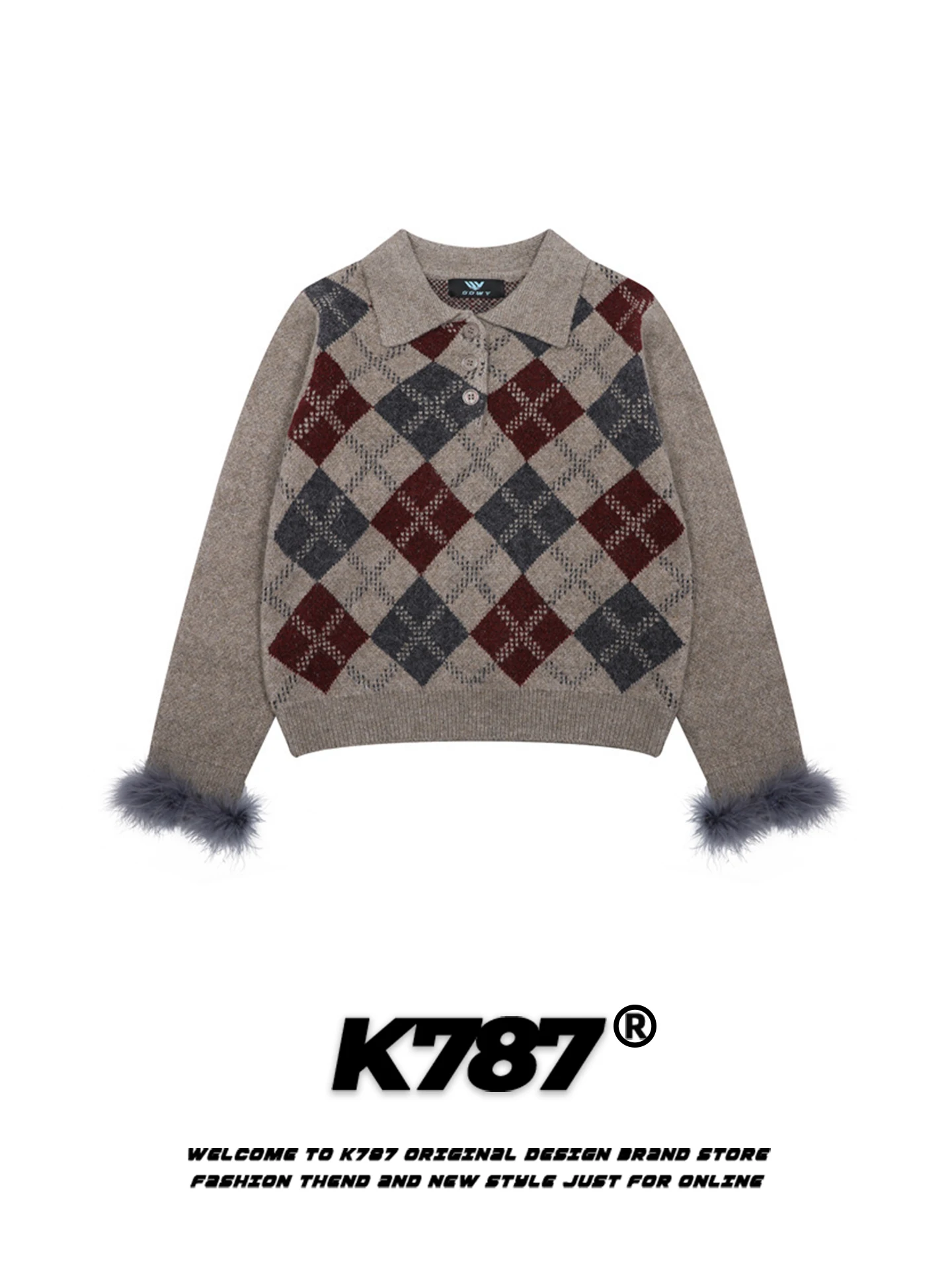 

Американский ретро-свитер с геометрическим цветным узором и воротником, женский, вязаный, мягкий, теплый, осенне-зимний, для повседневной носки, с длинными рукавами, круглый вырез