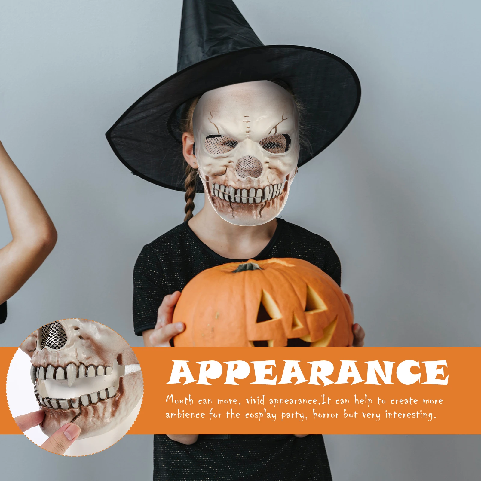 

Halloween Masks Skull Facial Decoration Costumes Horror Clothing White Plastic The