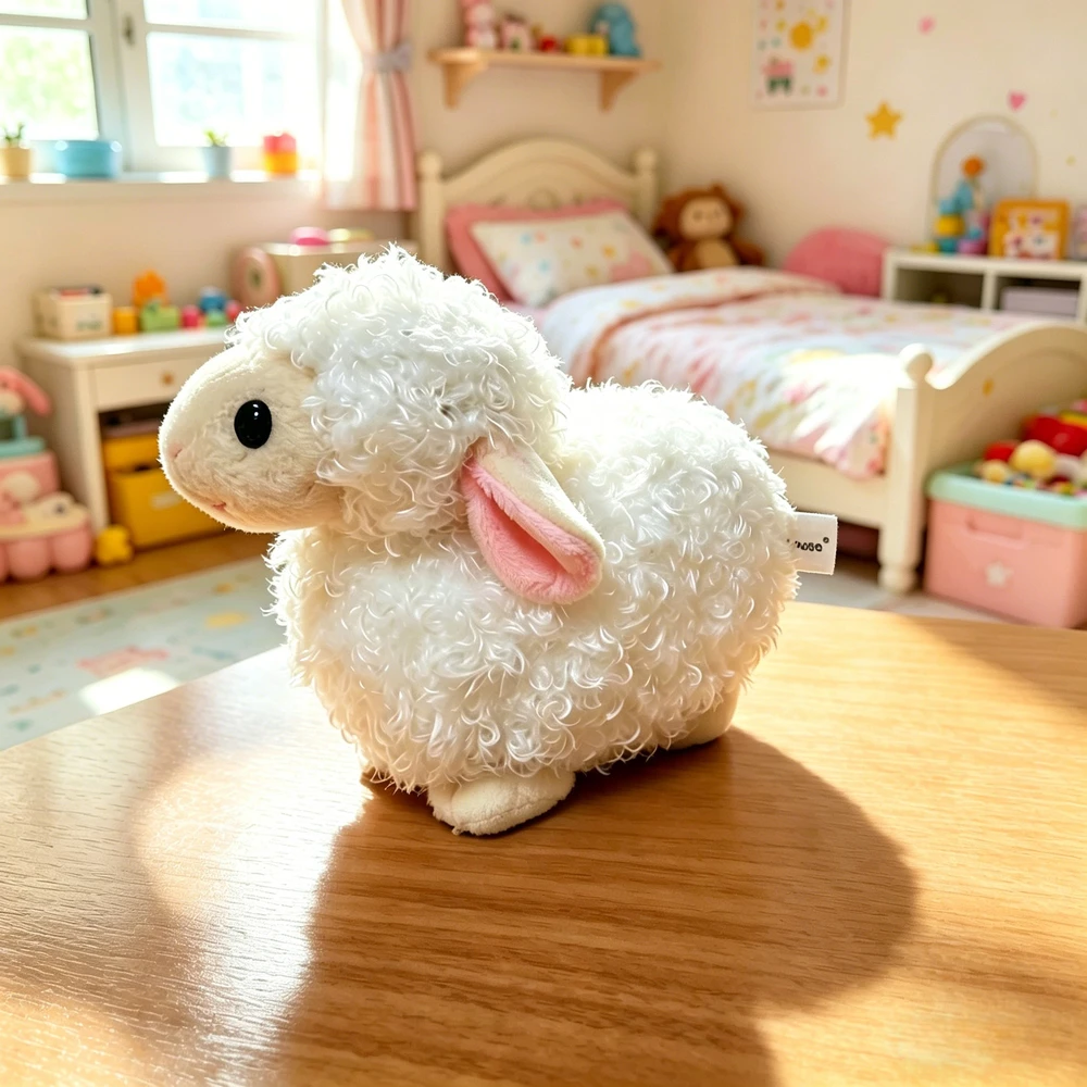 6 Inchs Stuffed Plush Kids Toy Baby Easter Gift Lamb with Ring Rattle Cute Soft Toys for Children