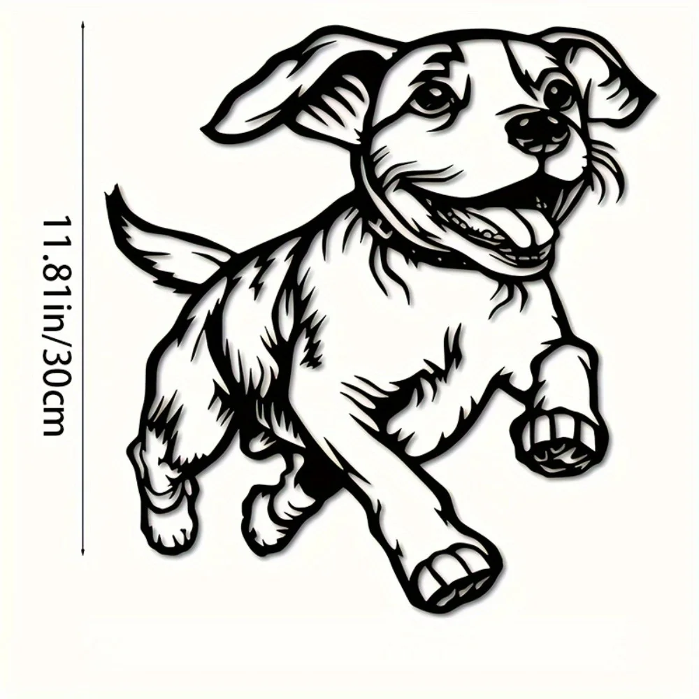 1 قطعة آرت ديكو تشغيل الكلب جدار الفن المعدني، النحت الحديث الإبداعي، ديكور شرفة الفناء الداخلي والخارجي، ديكور المنزل الفريد #3