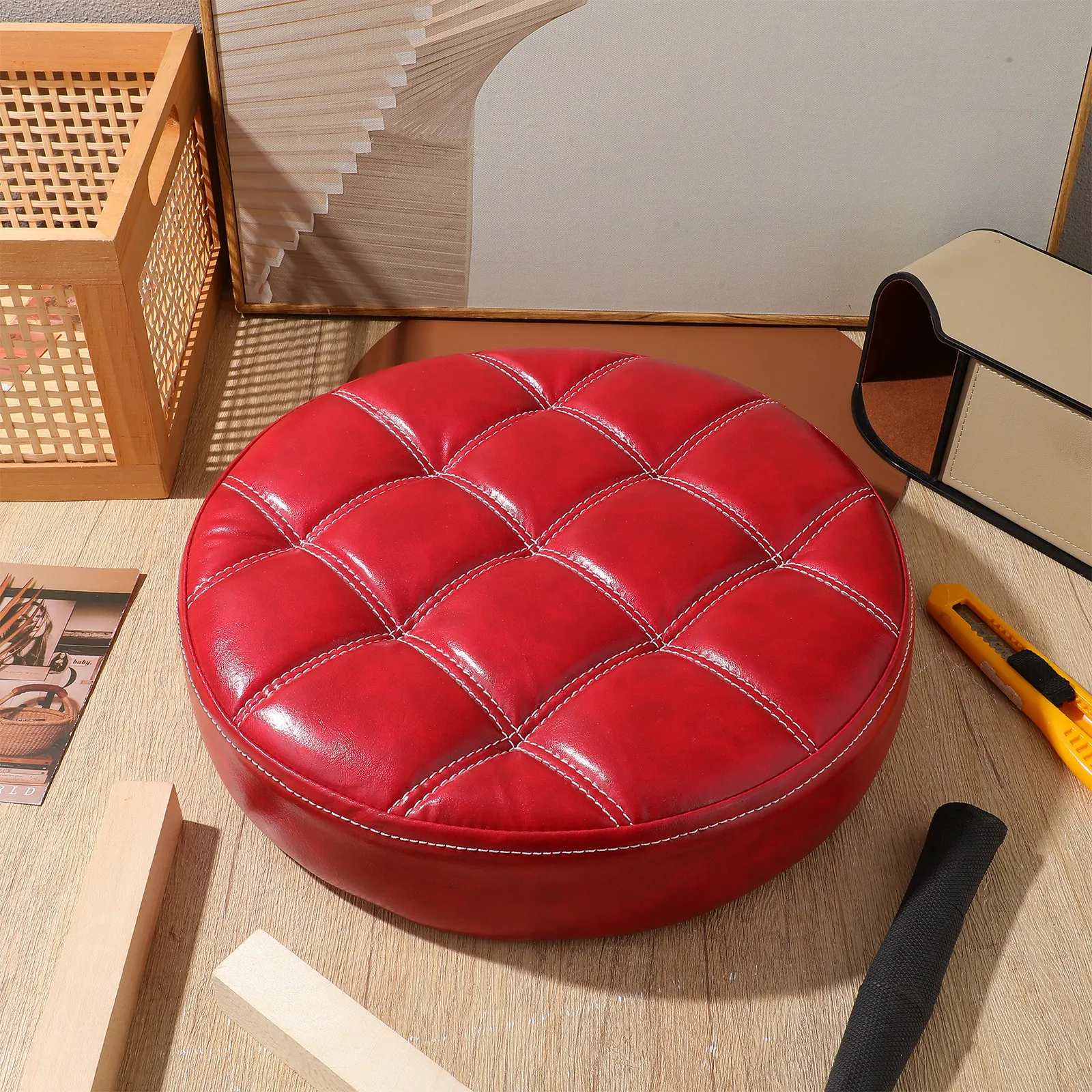Bar Stool Replacement Seat Round PU Seating Pad with High Density Foam and Plywood Support Ideal for Home Restaurant Bar School