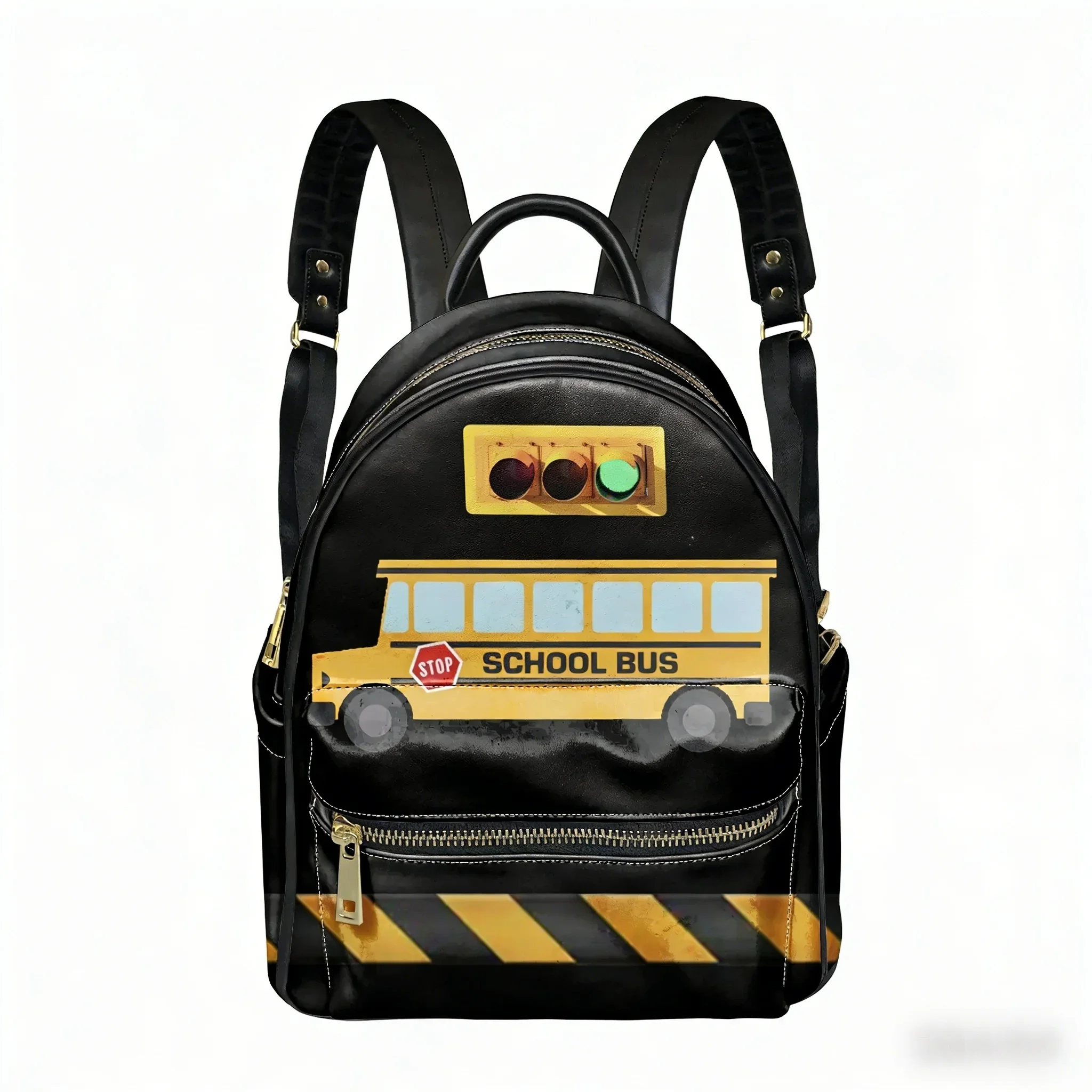 Yellow School Bus Printed Backpack Womens Men Personalized Double Shoulder Bag Business Travel Bookbag Rucksack Gift Daypack