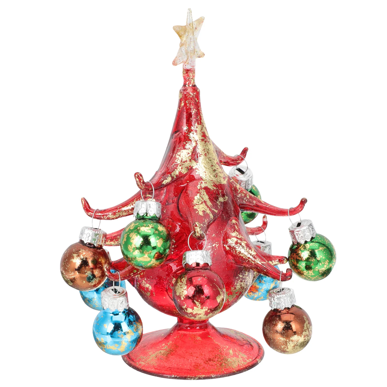 

Miniature Glass Christmas Tree Holiday Ornament Small Tabletop Decor Christmas Tree Art Craft Festival Decoration