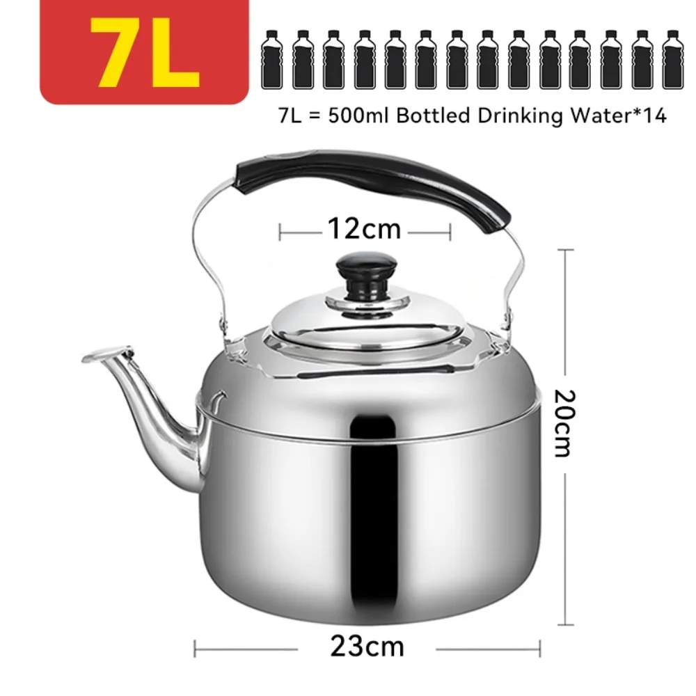 

Stainless Steel Whistling Teapot Large Diameter Spout Anti Burn Handle Water Heating Kettle Whistling Feature Eco Friendly