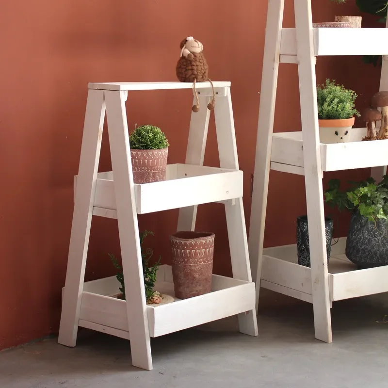 Solid Wood Multi Layer Plant Stand Indoor Floor Standing Flower Rack for Living Room Balcony Orchid Pot Holder Succulent