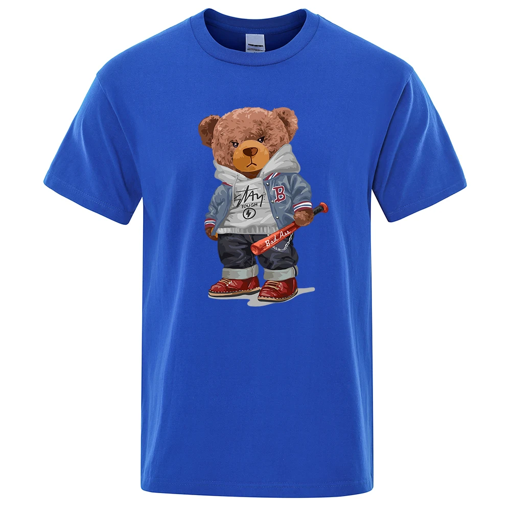 Street Baseball Ted Bear Boy T-Shirt Man Loose Oversize T-Shirt Loose Breathable Summer Top Fashion Casual Cotton Tee Clothes