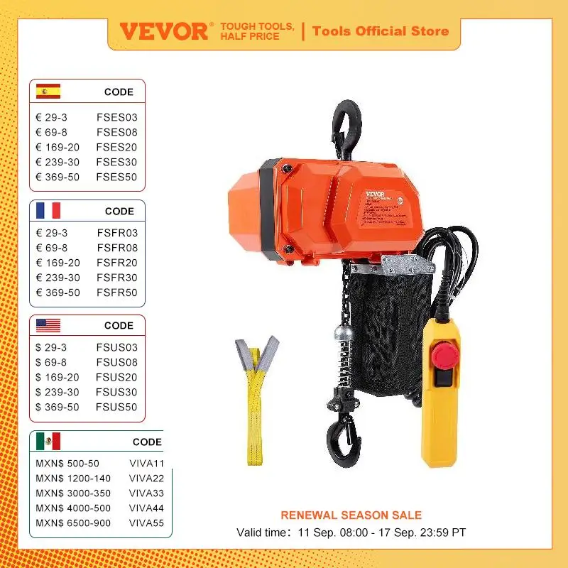 

VEVOR 330-2200LBS Electric Wire Rope Hoist Load Capacity Crane Electric Chain Hoist with Trolley Overhead Garage Ceiling Winch