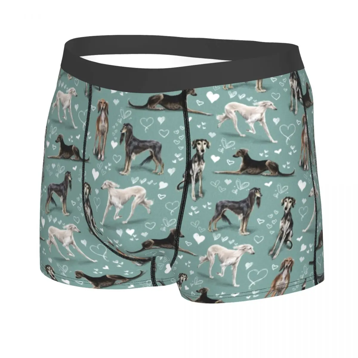 Custom Novelty The Saluki Green Boxers Shorts Panties Male Underpants Stretch Greyhound Sighthound Dogs Briefs Underwear