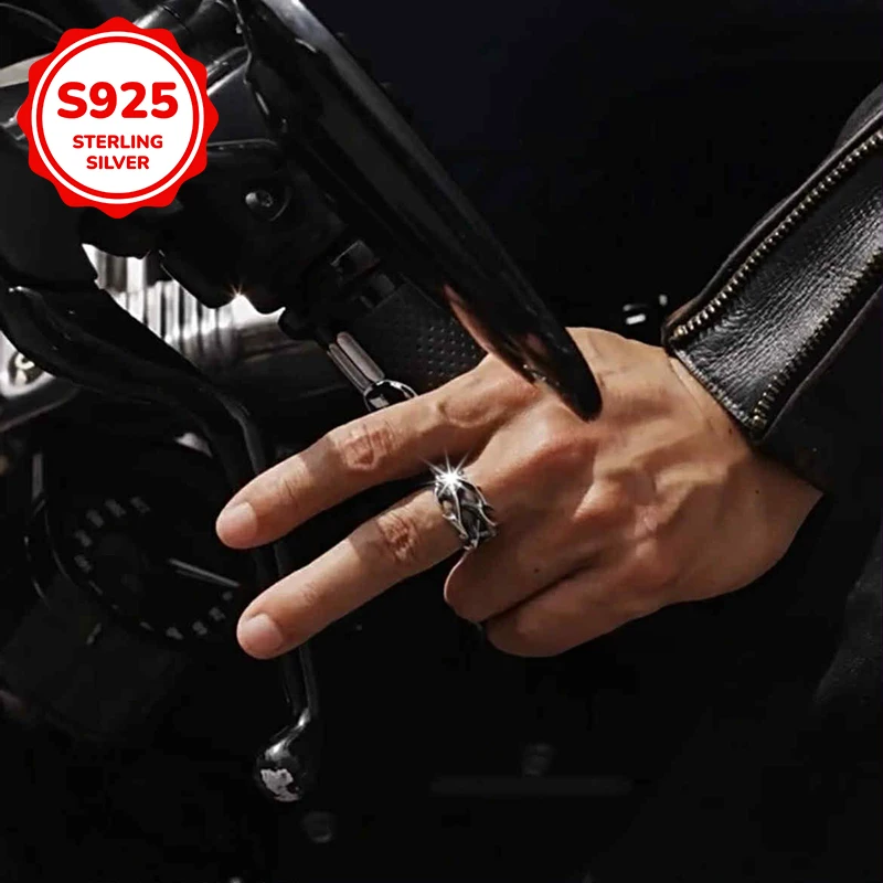 

925 sterling silver trendy and versatile Thorny men's Open ring is a perfect gift for men's fashionable jewelry
