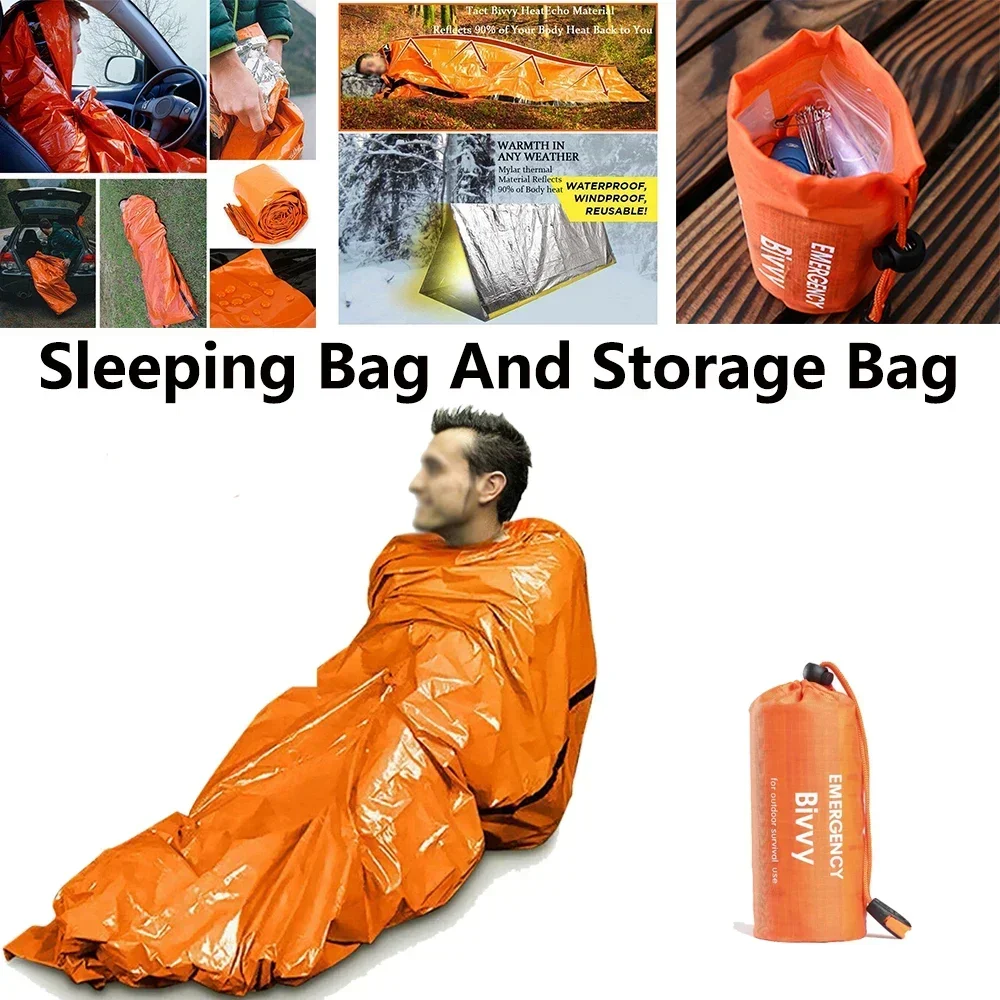 Outdoor Camping Emergency Sleeping Bag Body Thermal Portable Waterproof Camping Hiking Emergency Sack Survival Equipments