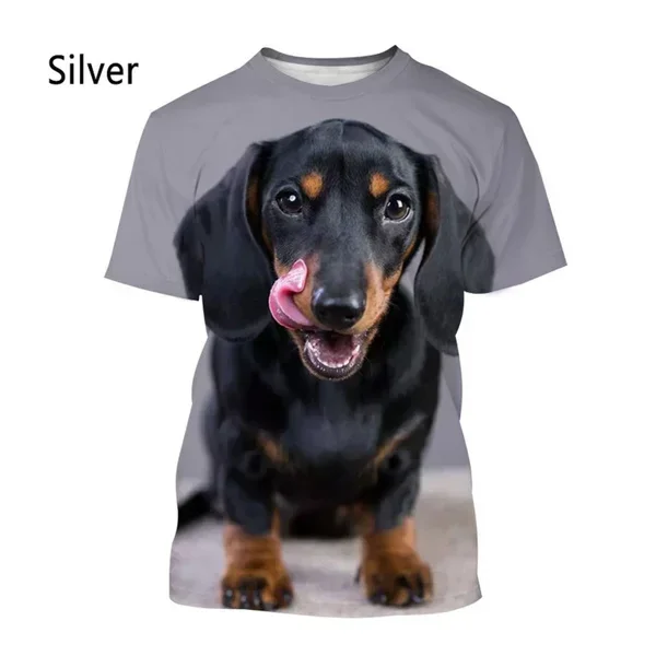 New Fashion Dachshund 3D Printed T-shirt Casual Harajuku T-shirt Men's and Women's Casual Short-sleeved