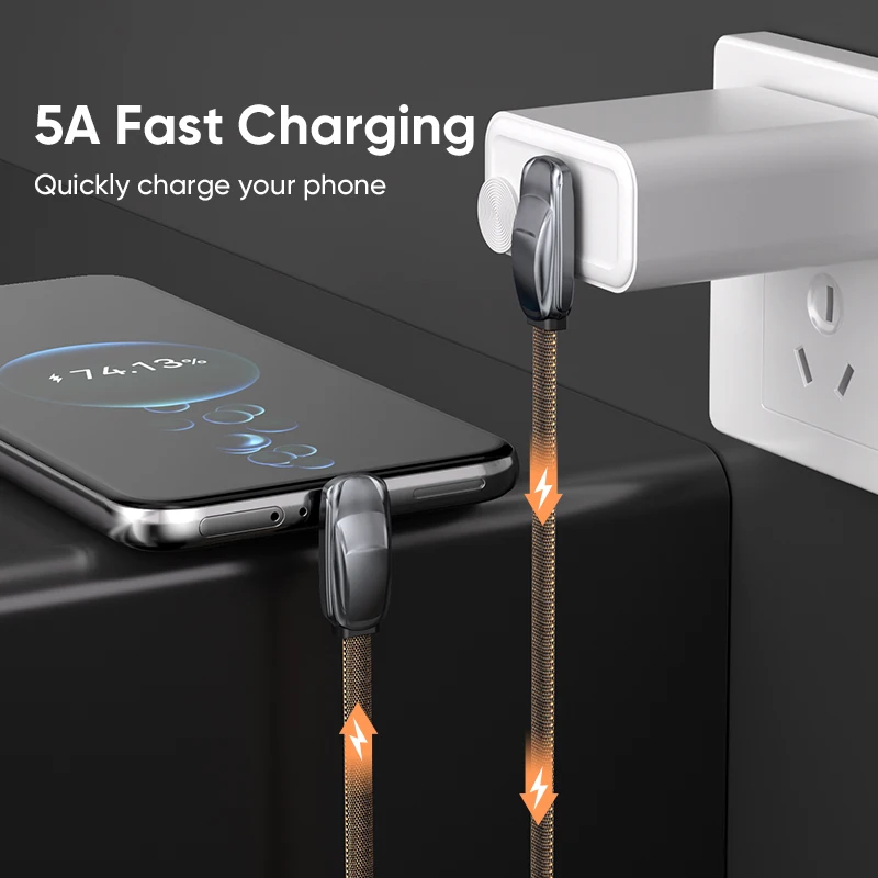AUFU 240W USB C To Type C Cable for iPhone15 Macbook PC Samsung Xiaomi POCO Games Angle PD 5A Fast Charging Cable Data USB Cable