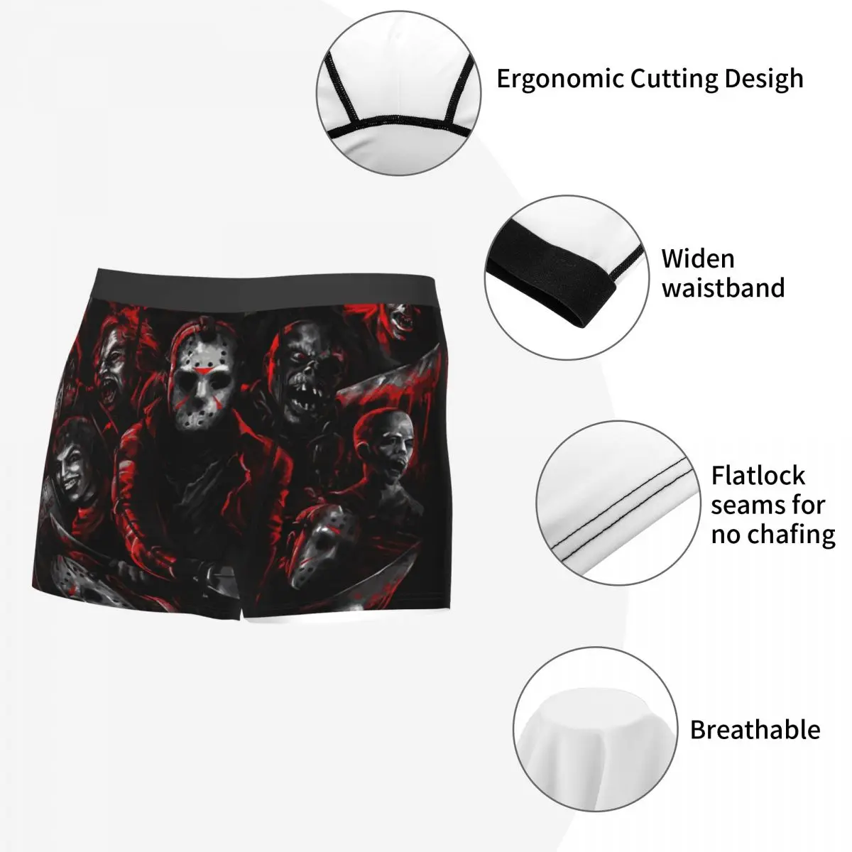 Cool Horror Movie Character Murderers Boxers Shorts Panties Male Underpants Stretch Halloween Film Briefs Underwear