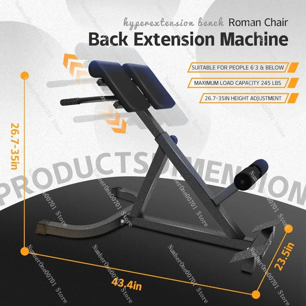 Roman Chair Back Extension Machine - Lower Back Hyperextension Bench - Adjustable Exercise Equipment for Hamstring