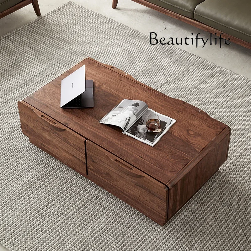 

muebles para hogar North American Black Walnut Solid Wood Coffee Table Home Modern Minimalist Nordic Small Coffee Table TV Cabin