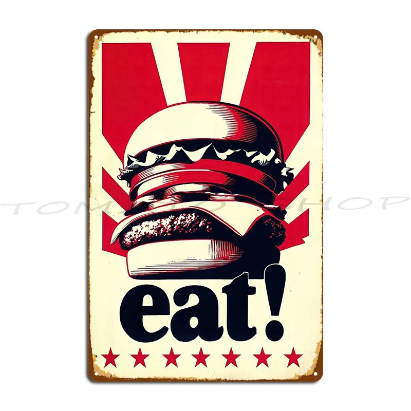 Eat Vintage Burger Metal Sign Club Bar Cave Cinema Decoration Designing Tin Sign Poster