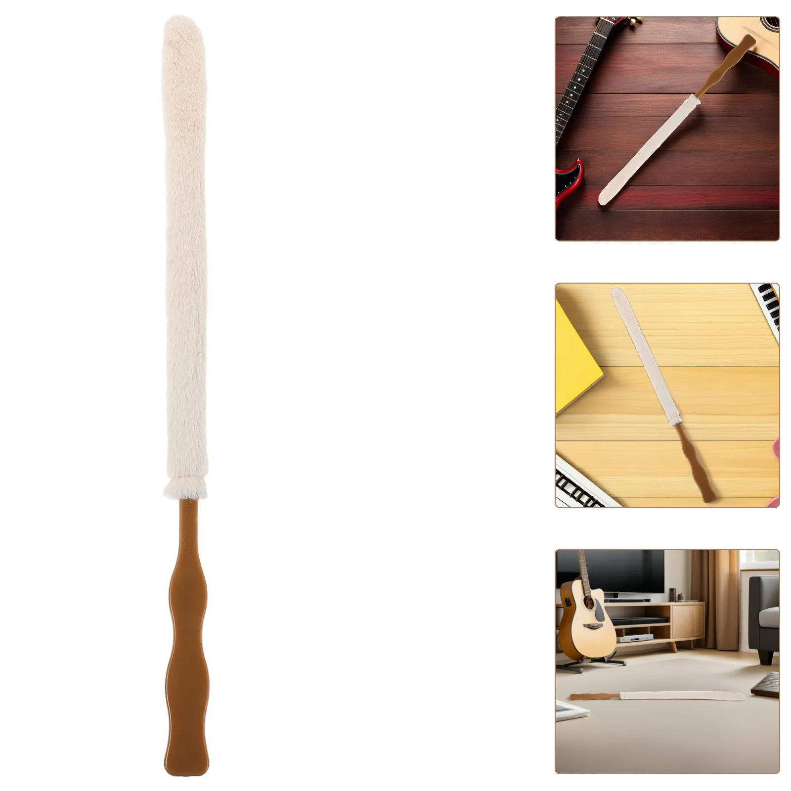 Guzheng Brush Ultra Soft Bristle Cotton Material Dusting Wand with Extended Handle for Chinese Zither Fretboard String