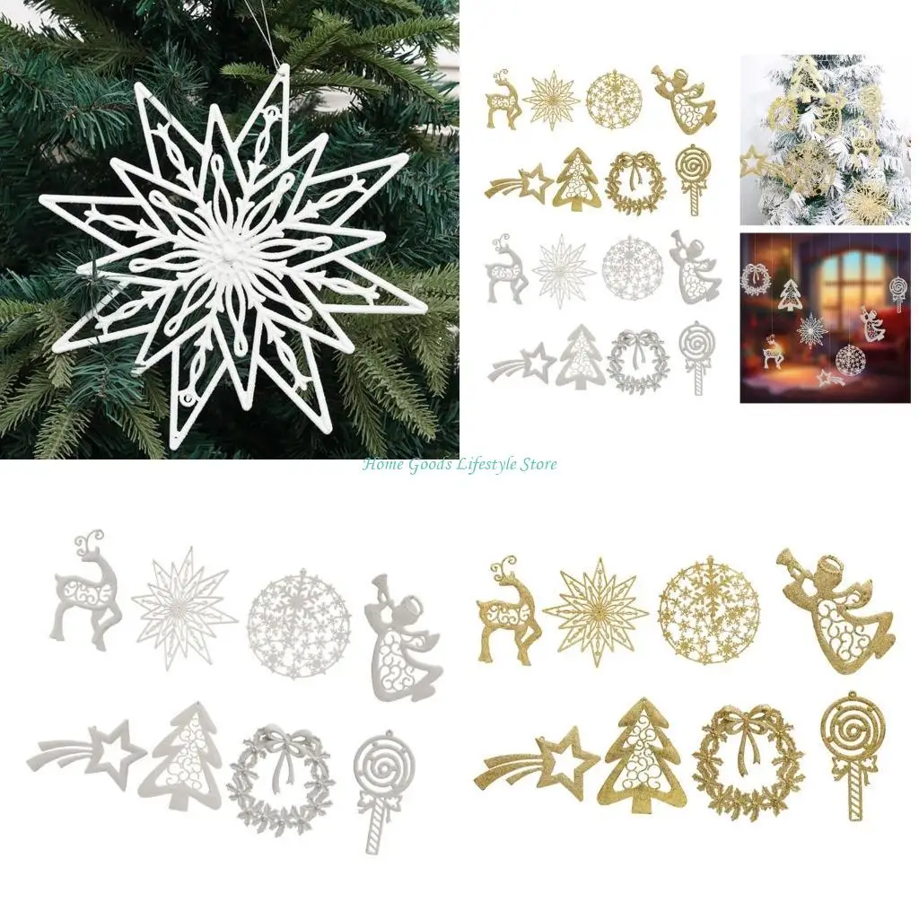 E74E упаковка из 8 блестящих украшений для рождественской елки золото/серебро подвесные безделушки украшения офисные праздники