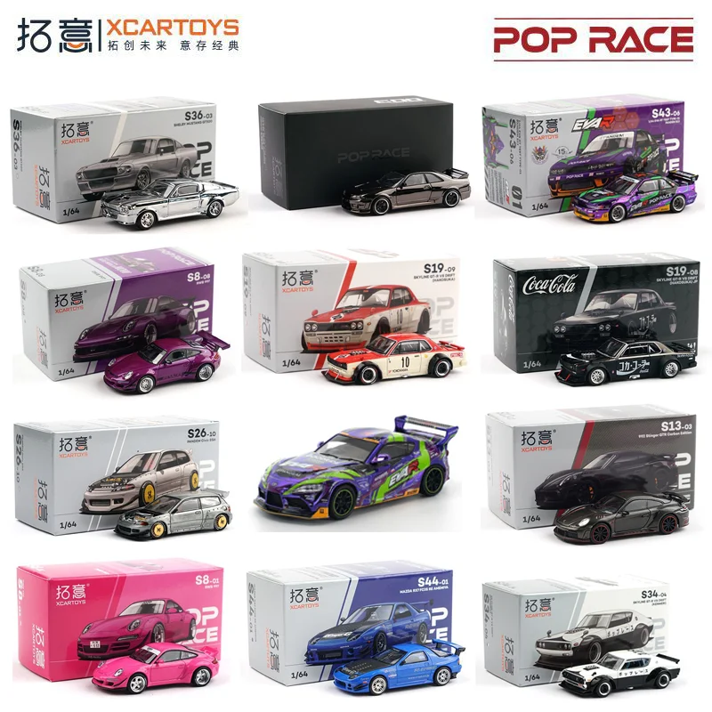 Coleção de Modelos de Carros em Miniatura POP RACE 1:64 Ford Mustang Shelby GT-350R Toyota GOODRIDE PANDEM GR SUPRA EVA RT