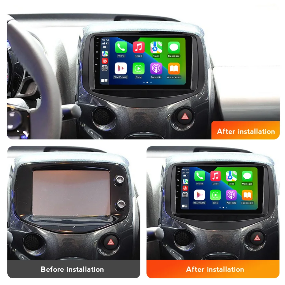 Navifly 9Inch GPS Navigation For Toyota Aygo Peugeot 108 Citroen C1 2016-2020 CarRadio Wireless Carplay Android Auto BT FM Radio