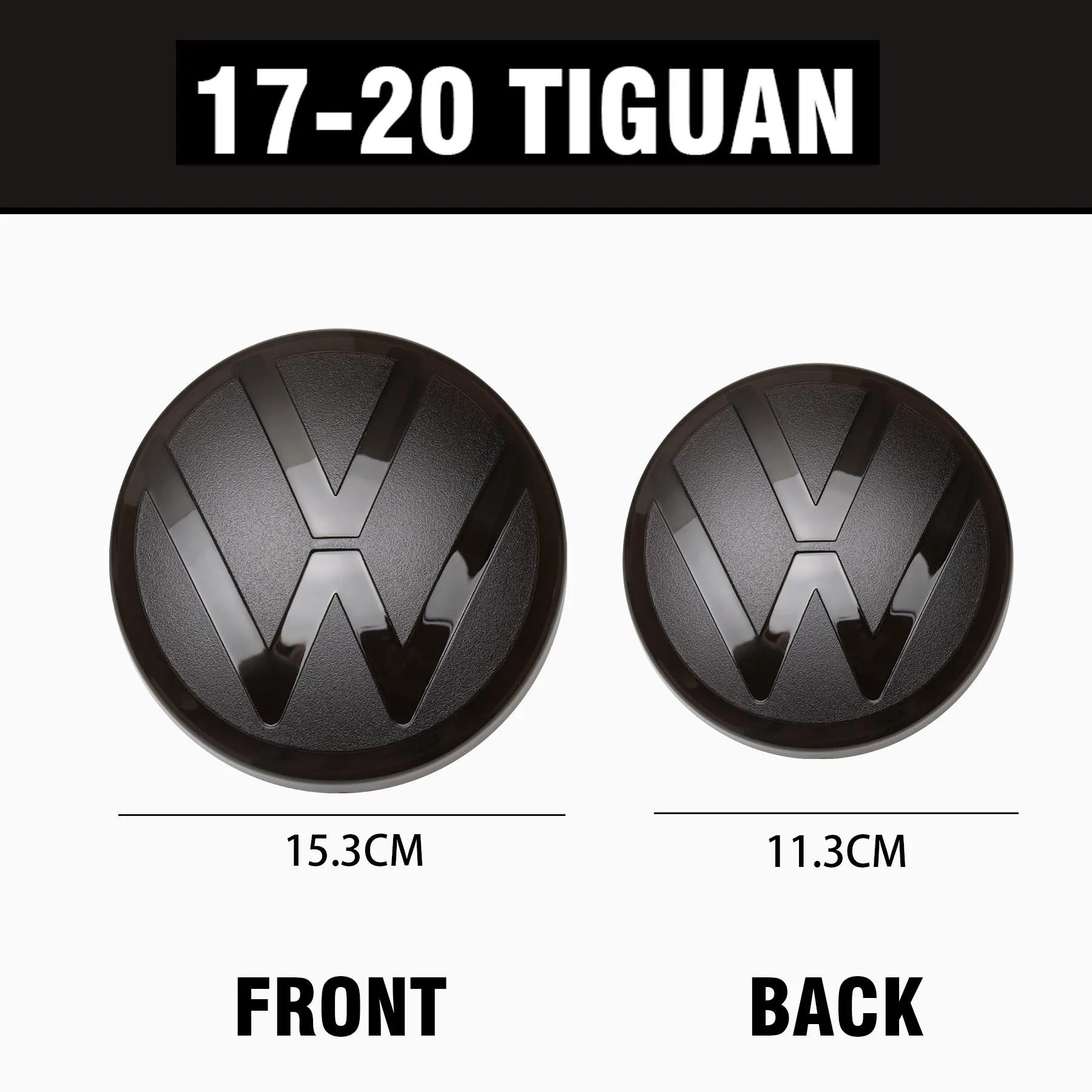 1set Car Front Grill Badges Rear Trunk Emblem Lid Covers Logo Sticker Black For VW Tiguan 2017 2018 2029 2020 Auto Accessories