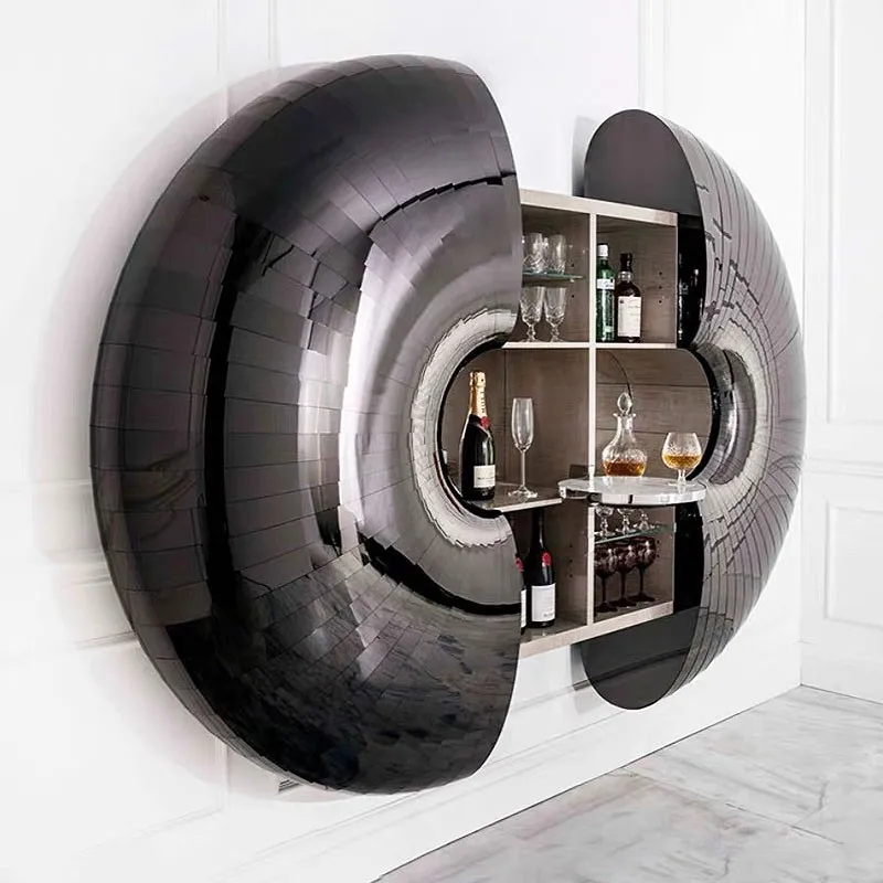 Light luxury sea urchin wall-mounted wine cabinet creative is a retractable solid wood locker