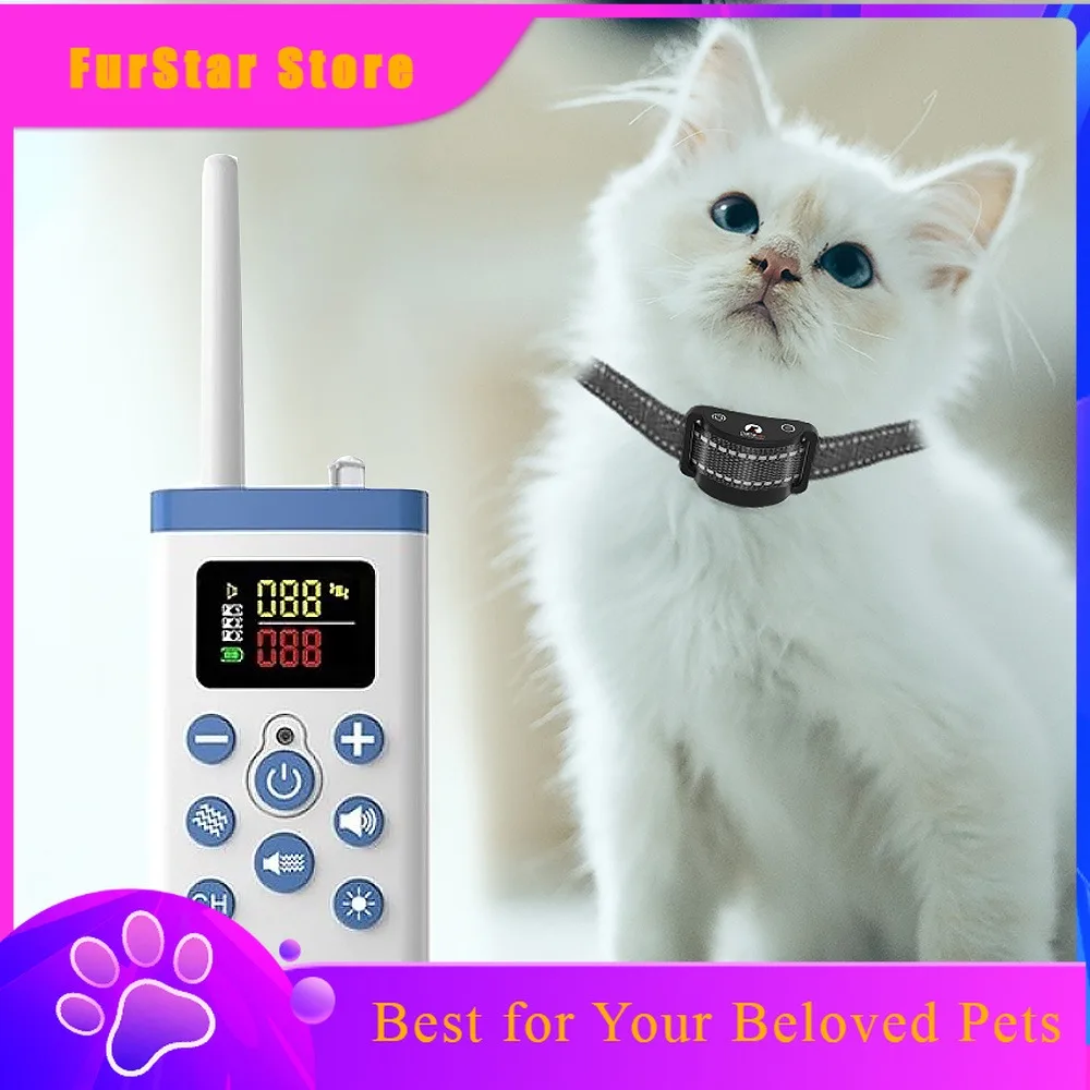FurStarCat Stop Meowing Collar,Cat No Shock Collar With Remote,Cat Training Collar,Remote Control/Automatic Anti-Meow For Cats