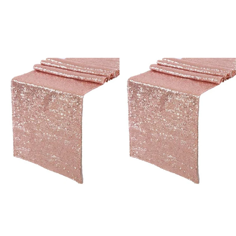 Chemins de table scintillants à paillettes rose doré, chemin de table pour fête de mariage, gâteau d'anniversaire des travailleurs, rôtisserie