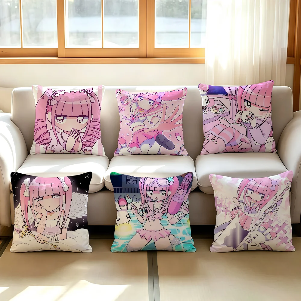Cartoon M-Menhera Chan cushion cover Comfortable Decorative For Bedroom Living room Dormitory Picnic and Holiday Decoration