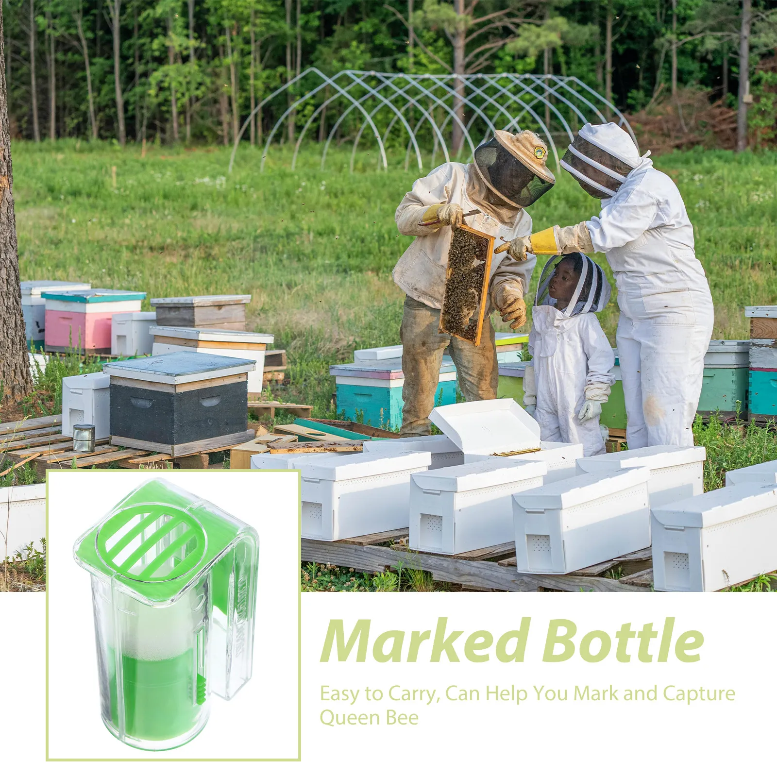 2Pcs Bee Queen Marking Bottle Effortless Safe Lightweight Portable Queen Catcher for Beekeepers Professional Hobbyist Beekeeping