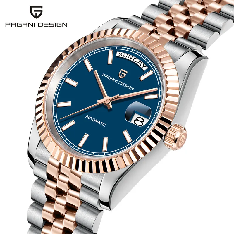 

Мужские часы PAGANI DESIGN с двойным календарем, 36 мм, из нержавеющей стали, водонепроницаемые, 10 бар, сапфировое стекло, механические спортивные часы, топ-бренд