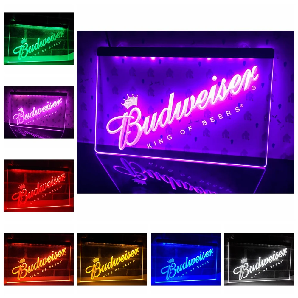 Budweiser Beer Bar Pub Club-Retro LED Neon Sign Home Decor with Vintage Plaques and Posters for Room Office Farmhouse