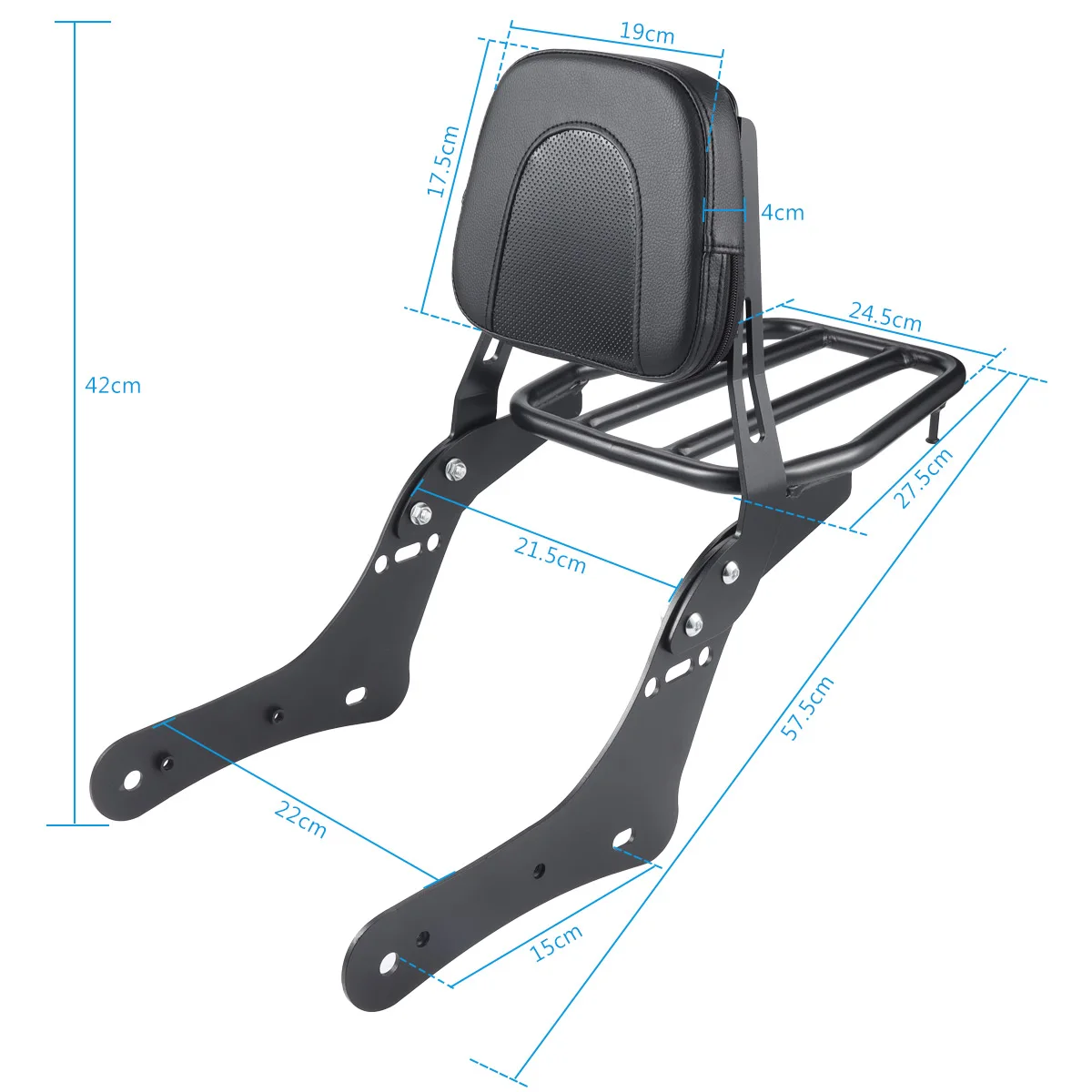 Motorcycle Rear Luggage Cargo Rack With Passenger Sissy Bar Backrest Cushion Pad For Kawasaki Vulcan S 650 VN650 EN650 2015-2022