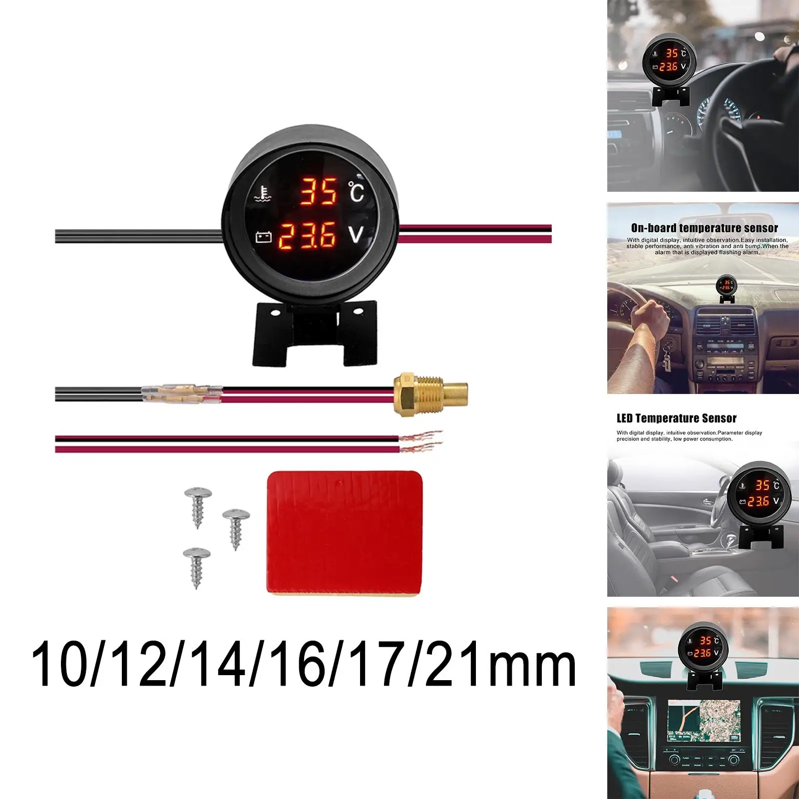 

Датчик температуры воды для автомобиля, грузовика, вольтметр, автомобильные аксессуары, универсальный 12 В/24 В